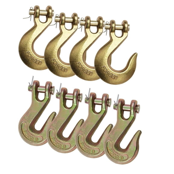 (8 Pack) 4 Pc 3/8" Clevis Slip Hook - 4 Pc Grab Hook - 6,600 LBS WLL Heavy Duty Grade 70 Tow Chain Hook for Truck Trailer Tie Down