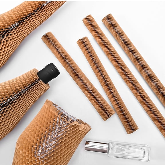 8-Pack 45cm Wine Bottle Honeycomb Sleeves - Biodegradable Hexagon Cushioning, Eco-Friendly Protective Packaging