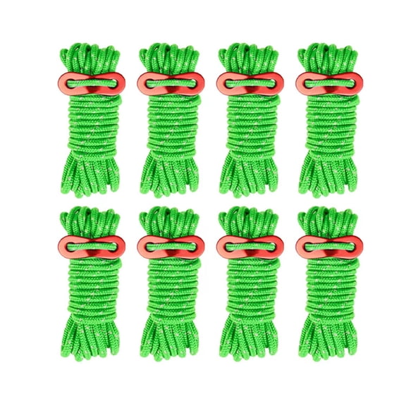 8 Pack 4mm Guy Lines Ultralight Tent Cords with Aluminum Adjuster Tensioner Outdoor Camping Guylines Ropes for Tent Tarp,Hiking Backpacking