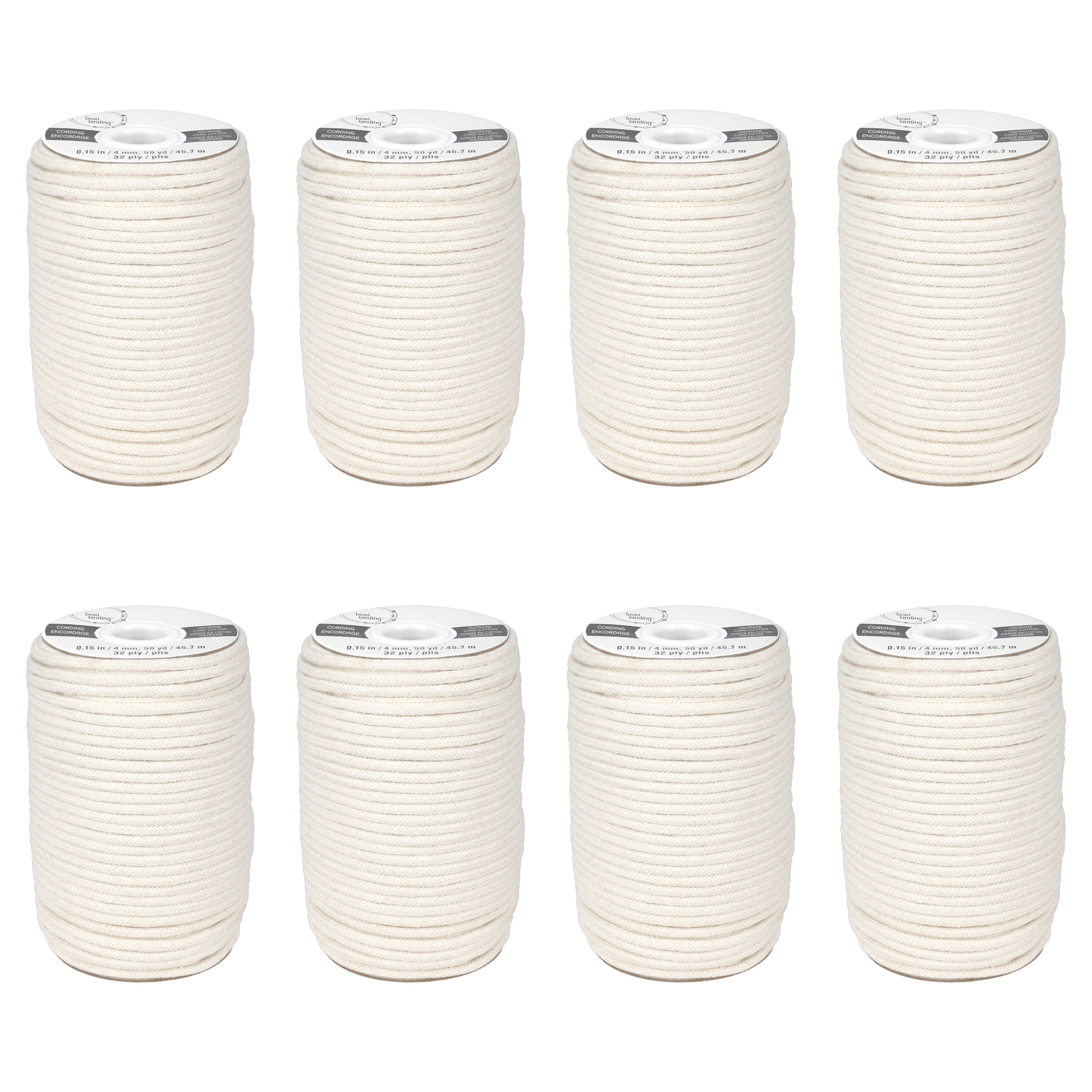 8 Pack: 4mm Natural Cotton Macrame Cord by Bead Landing