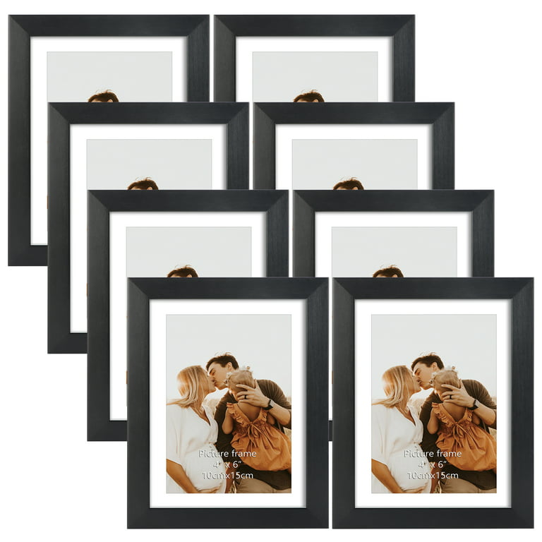 Gold 6 Pack 4x6 Picture Frames , Display Pictures 4x6 with Mat or 5x7  Without Mat Set of 6, Photo Frames for Table Top,Wall Mounted