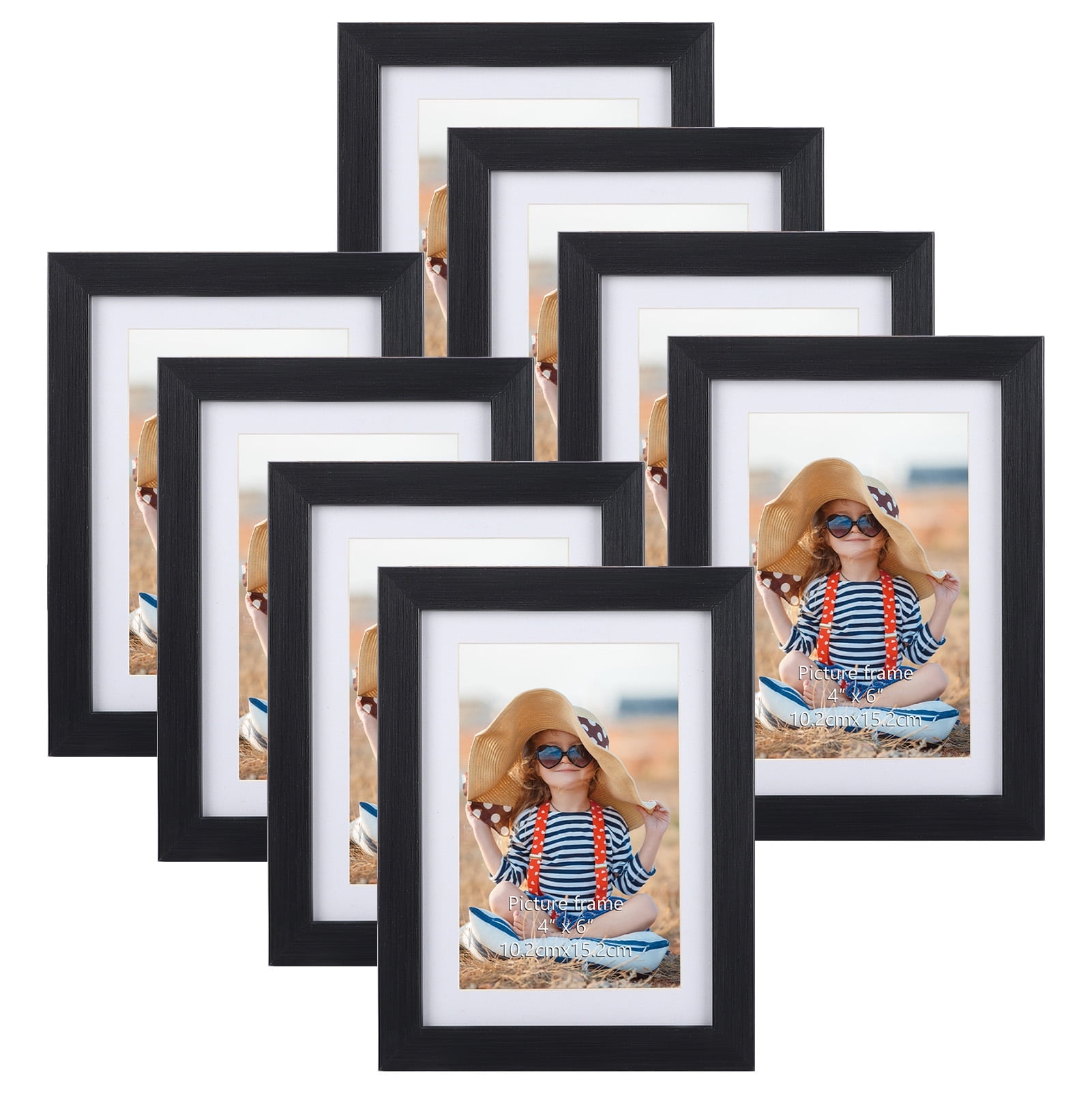 Classic Black 4x6 Picture Frame Set with White Mats