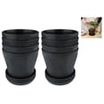 thumbnail image 1 of 8 Pack 5.5 inch Plastic Planters, Plastic Indoor Planter Flower Pots, Topboutique Stylish 5.5 Inch Plant Pots for Indoor Plants with Drainage Holes and Tray for Plants, Flowers, Black, 1 of 8