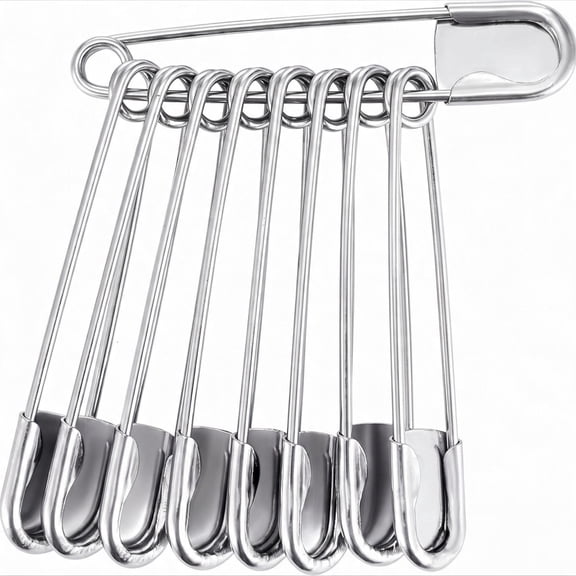8 Pack 5 Inch Jumbo Safety Pins, Heavy Duty Stainless Steel Large Safety Pins for Crafts, Laundry, Outdoor Gear, Sewing and Repairs
