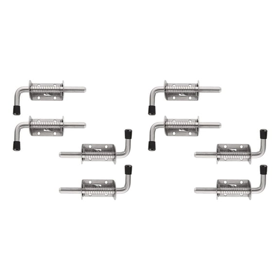 8 Pack 5 Inch Spring Loaded Latch Pin 304 Stainless Steel Bolt Thickened 2mm Door Lock, Brushed Finished