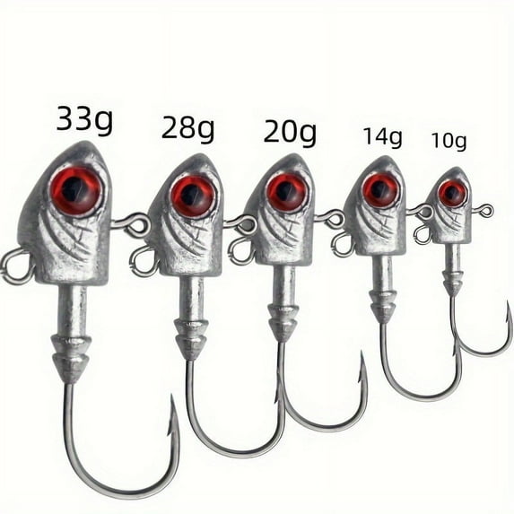 8-Pack/5-Pack Realistic Fish Eye Jig Heads for Fishing Lures, Silver Iron Hook Accessories, Fishing Tackle, Jig Hooks for Sport & Outdoor Activities