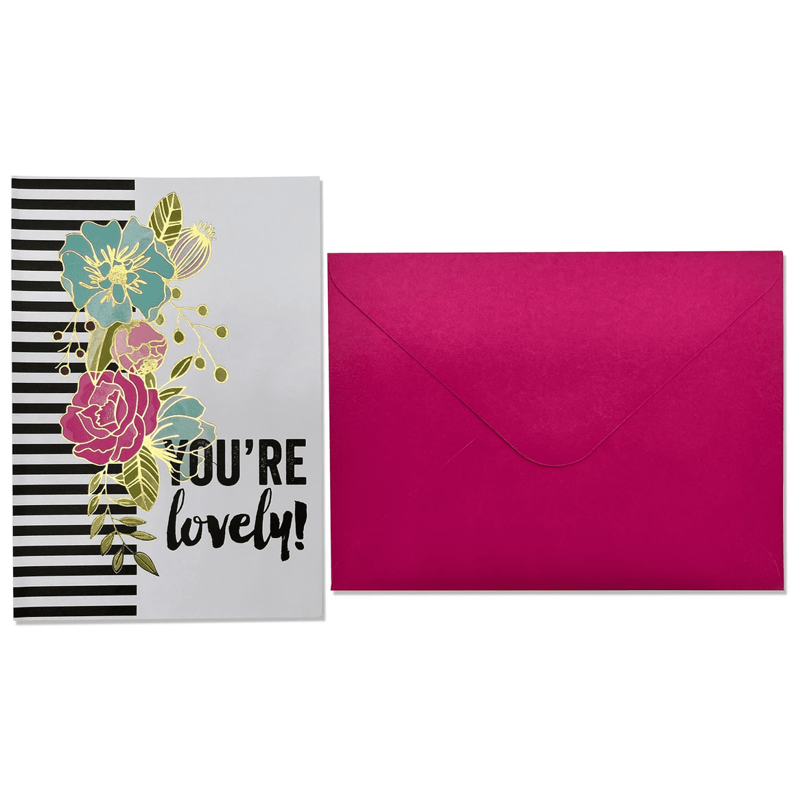 8 Pack 5 in x 7 in You're Lovely Notecard Set, Blank Inside for Personalized Messages, Smooth Finish for Easy Writing, Ideal for Thank You Notes, Invitations, Greetings, Sentiment Card, Pink