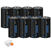 8 Pack 5000mAh 1.2V Ni-MH High Capacity C Size Rechargeable Batteries with 4 Pack Battery Case