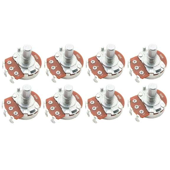 8 Pack 50K Ohms Potentiometer, 1/2W, Panel Mount, Single Turn, Round Shaft
