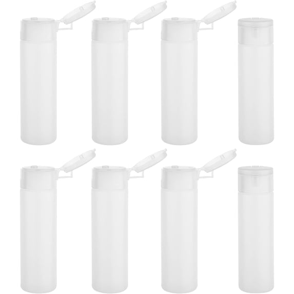 8 Pack 50ml 1.7oz Clear Squeezable Plastic Sample Flip Cap Bottle Refillable Travel Containers for Makeup Cosmetic Toiletries Liquid