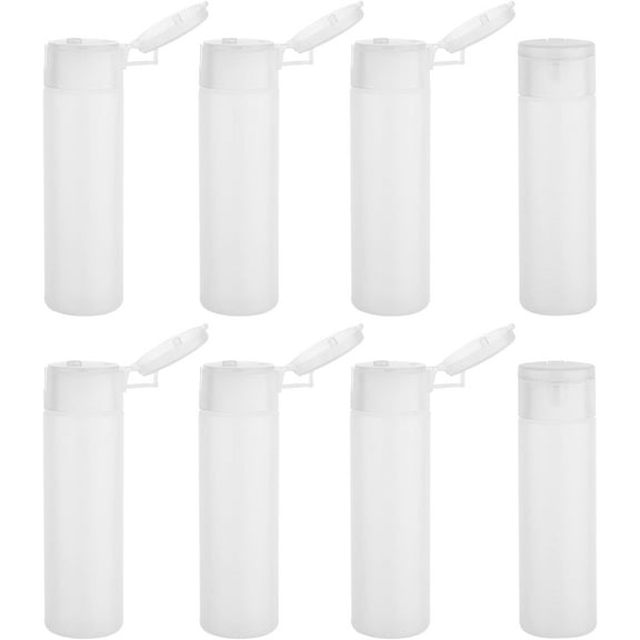 8 Pack 50ml 1.7oz Clear Squeezable Plastic Sample Flip Cap Bottle Refillable Travel Containers for Makeup Cosmetic Toiletries Liquid