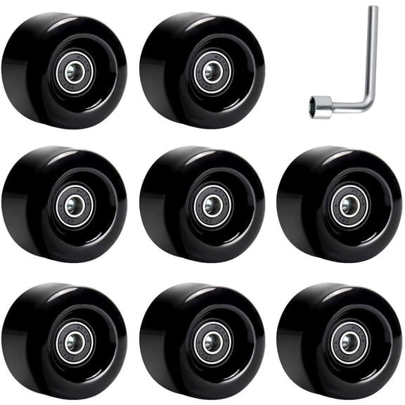 8 Pack 58mm Quad Roller Skate Wheels with ABEC-9 Bearings, 82A PU Replacement