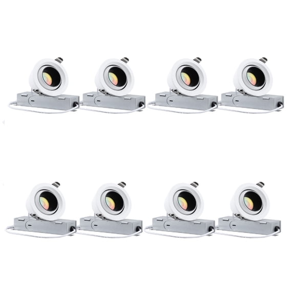 8 Pack 5CCT 3" Gimbal LED Recessed Light,  Anti-Glare Narrow Frame, Deep Smooth Trim, CRI90, Dimmable Adjustable Eyeball Spotlight