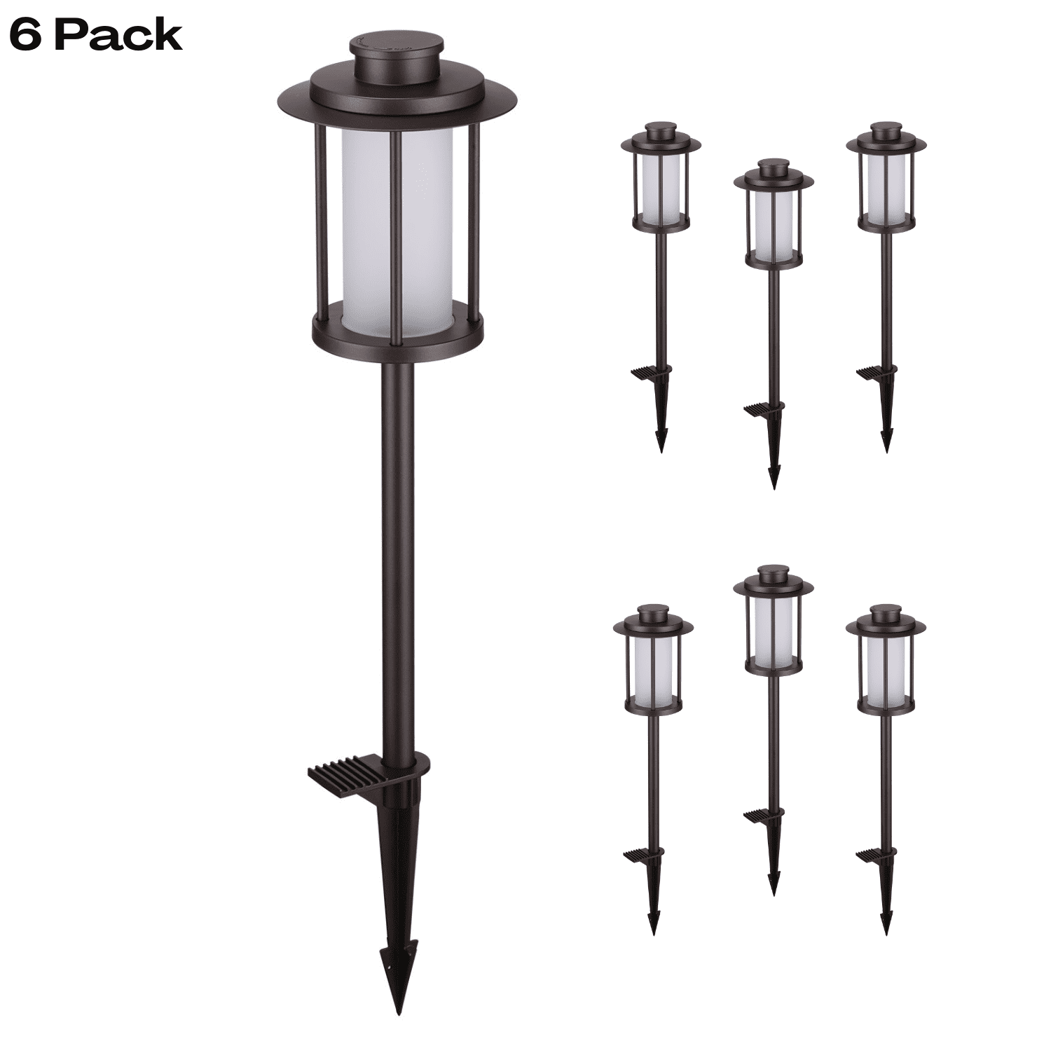 6 Pack 5CCT Low Voltage 5W LED Path Lights, Outdoor Landscape Pathway Lights, 1800K/2700K/3000K/4000K/5000K Selectable, 12-24V AC/DC, Oil Rubbed Bronze