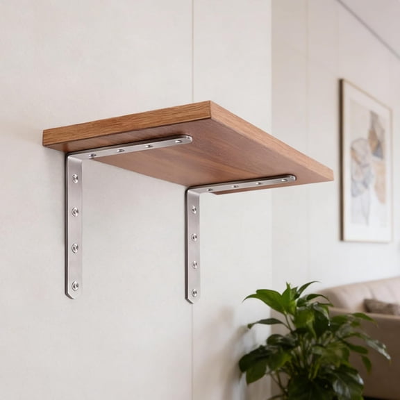 8 Pack 5x5 Inch Stainless Steel L Bracket Heavy Duty - Solid Corner Shelf Brackets for Wood Shelves, Metal Right Angle Brace, Silver Corner Mount Supports$$Tools & Hardware Other