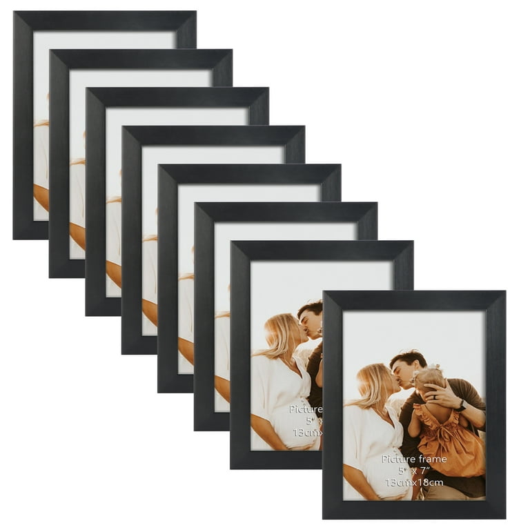 4x6 Picture Frame Set of 6, Matted to Display Photos 4x6 with Mat or 5x7  Without Mat for Wall and Tabletop, Black