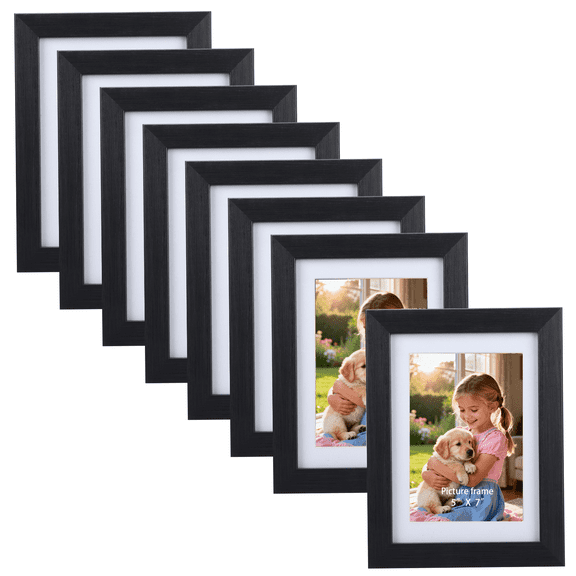 8 Pack 5x7 Picture Frames for Home Decor, Black