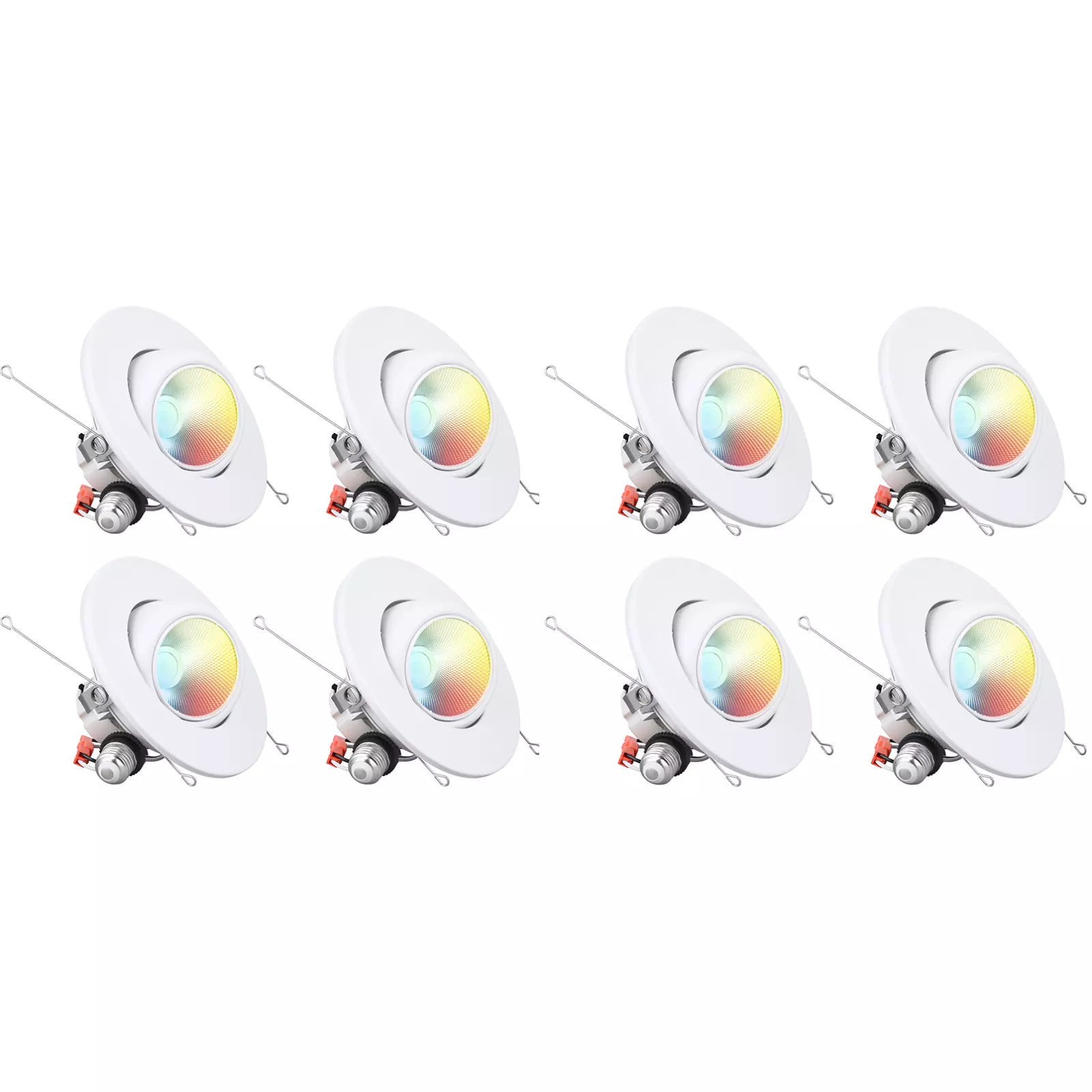 8 Pack 6" 5CCT LED Gimbal Recessed Light Dimmable, 2700K/3000K/3500K/4000K/5000K Selectable, 12W CRI90 Directional Eyeball Can Light