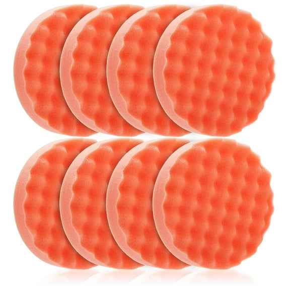 8 Pack 6" Buffing Polishing Pads Waffle Pads, Orange Microfiber Cutting Pad, Foam Polish Pad for Car Buffer Polisher Compounding, and Waxing