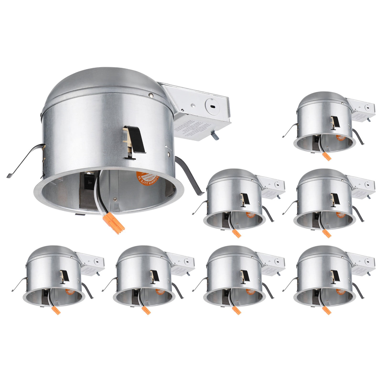 8 Pack 6 Inch IC Rated Air Tight Remodel Shallow LED Recessed Housing Can, 120-277V Max 20W Compatible, TP24 Connector, ETL Certified, Damp Location Rated