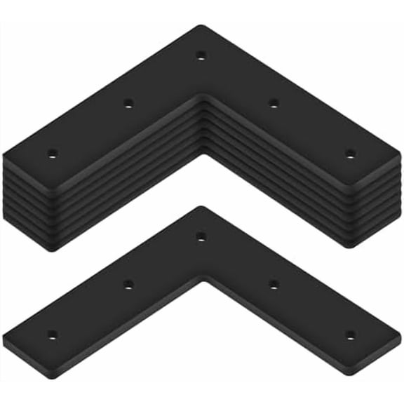 8 Pack 6" L Mending Plate Heavy Duty 6 x 1-5/8 inch Black Steel Flat Corner Brace Bracket with Holes, Thickness 5mm$$Hardware
