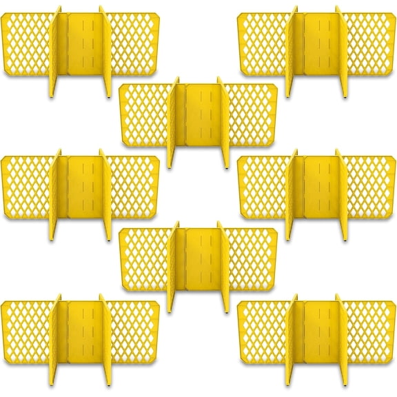 8 Pack 6 Slot Tote Dividers, Durable Plastic Stationery Customizable Organizers for 27 Gallon Storage Containers, Yellow
