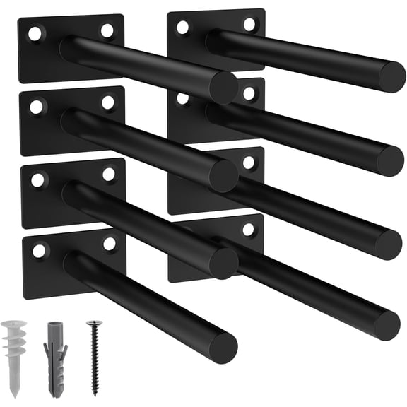 8-Pack 6 inch Floating Shelf Brackets, Hidden Shelf Bracket for Wood, Concealed Blind Shelving Support,Invisible Black Coated Brackets for DIY Decorative,Fit for Kitchen, Bathroom,Study Room
