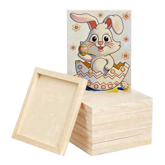 AOBAIWO Unfinished Square Wooden Painting Board 6" x 8" Painting Canvas Art Prints Set of 8