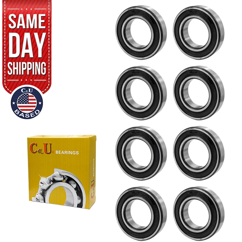 CKU Deep-Groove Ball Bearings 6006-2RS Double Rubber Sealed Pre-Lubricated Chrome Steel 8-Pack 30x55x13mm