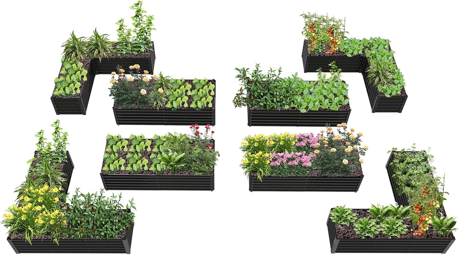 8-Pack 6X3X1.5ft & 74x74x18 in Deep Root Galvanized Raised Garden Beds Outdoor （Quartz Grey）