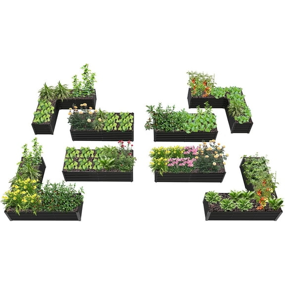 8-Pack 6X3X1.5ft & 74x74x18 in Deep Root Galvanized Raised Garden Beds Outdoor （Quartz Grey）
