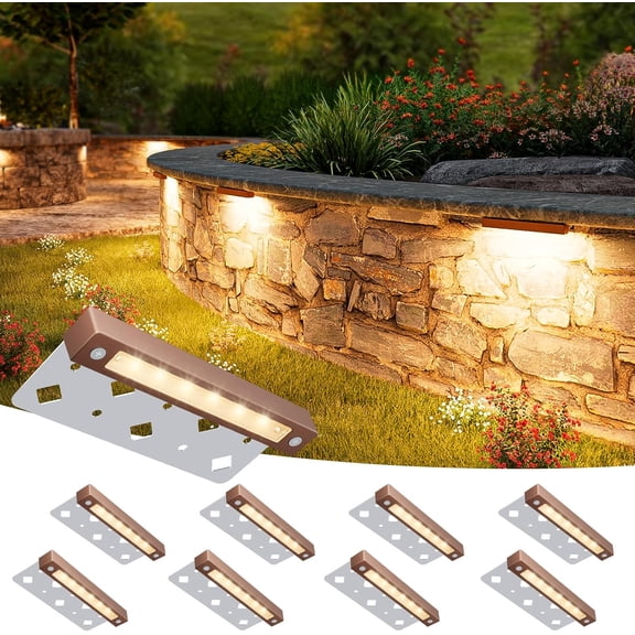 8 Pack 7 Inch Retaining Wall Lights, Waterproof LED Hardscape Lighting, Cuttable Low Voltage Landscape Lighting, 12V Paver Lights, 3W Outdoor Step Lights, 2700K Soft White, ETL