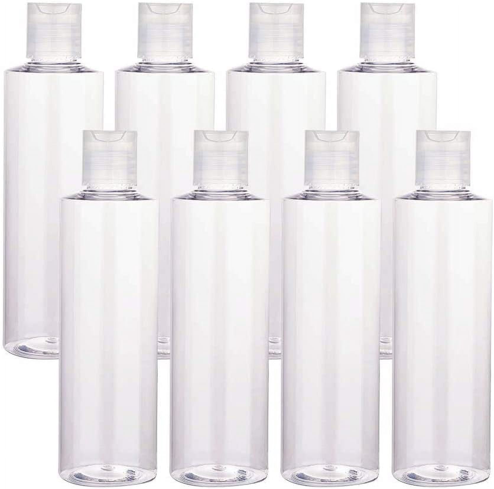 8 Pack 8.5oz Large Plastic Press Cap Bottles Clear Refillable Lotion Bottles for Shampoo Shower Gel Emulsion and Other Toiletries Products