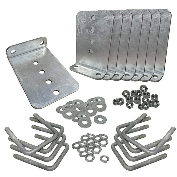 8 Pack - 8" Galvanized L-Type Bunk Bracket Kit for Boat Trailer, fits 3x3 Cross Members, Heavy Duty