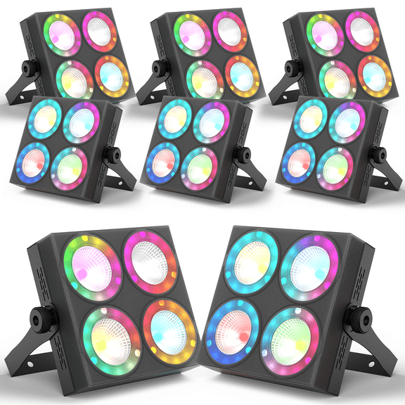 8 Pack 80W RGBW LED Stage Par Lights with Dynamic Strip - DMX512, AUTO, Sound-activated for Disco,Party,Wedding
