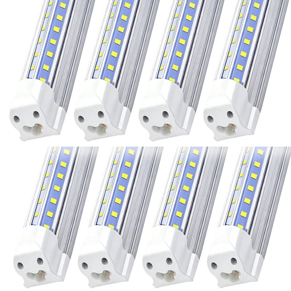 8 Pack 8ft LED Shop Light Fixture 72W 6500K Super Bright T8 LED Tube Lights Linkable Garage Light