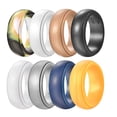 thumbnail image 1 of 8 Pack 8mm Silicone Rings for Men Durable and Comfortable Step Edges Wedding Band Size 7-14, 1 of 4