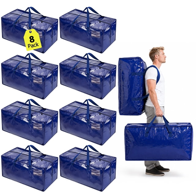 RIOFLY 8 Pack 95L Moving Bags Heavy Duty Extra Large, Waterproof Closet ...