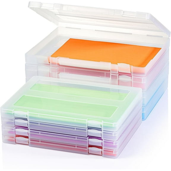 8 Pack A4 Paper Organizer Box, Plastic Board Game Storage for Art Supplies 8.5" x 11" US Letter, Portable Scrapbook Paper Organizer Containers for Craft and Arts Storage