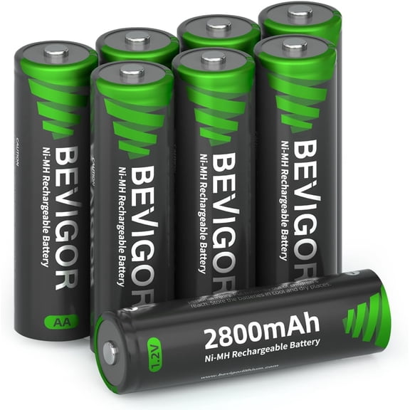 8 Pack AA Rechargeable Batteries 1500 Cycle, 2800 mAh High Capacity 1.2V NiMH Rechargeable AA Batteries Low Self Discharge Double A Battery