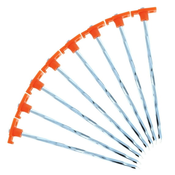 (8 Pack) ASR Outdoor Universal Galvanized Twisted Metal PVC Camping Gear Canopy Tent Stakes, Orange