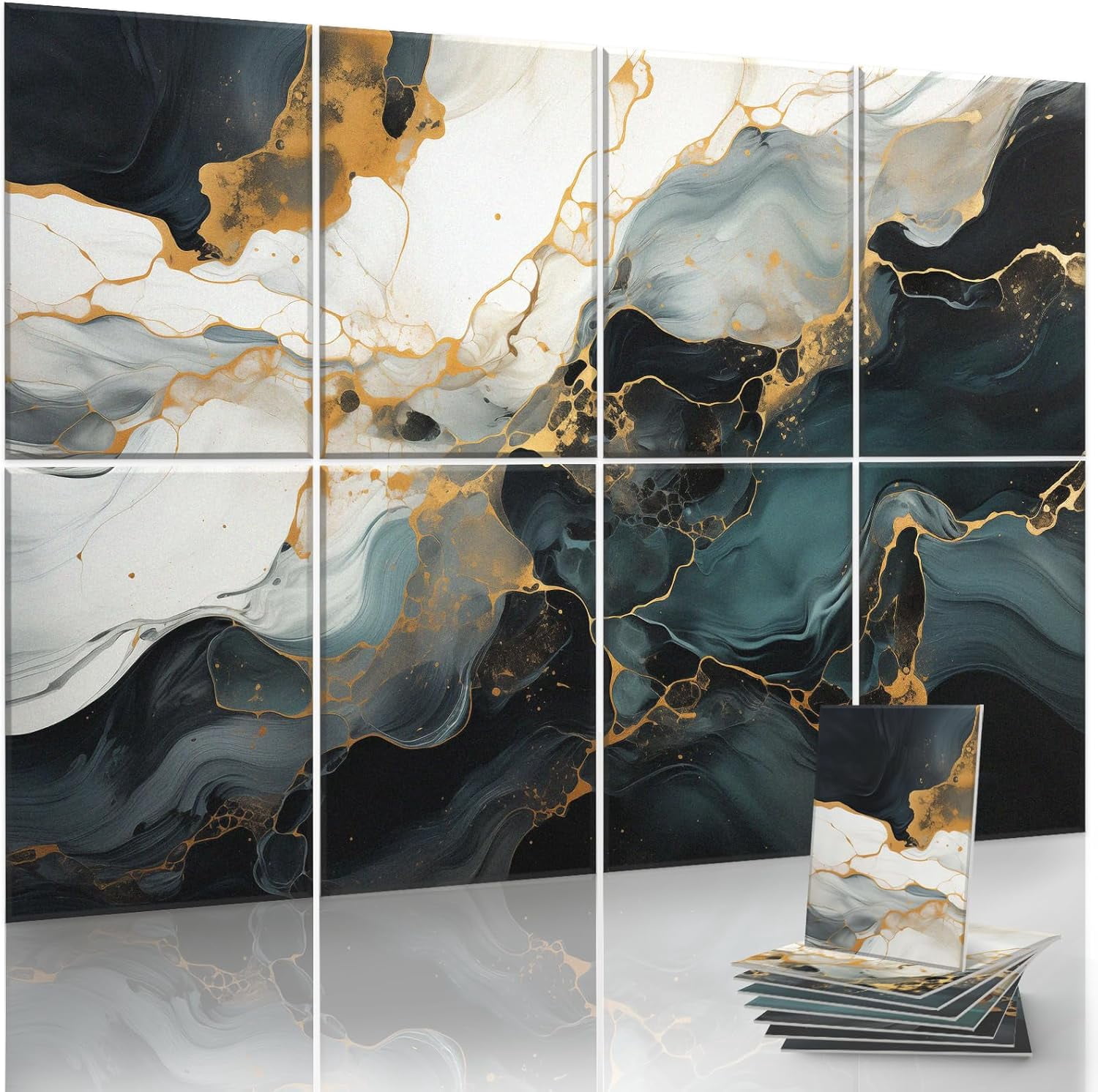 8 Pack Acoustic Wall Panels - Villefranche Sur Mer Design, 48x32 Inch, Sound Absorbing, Noise Reducing Room Decor