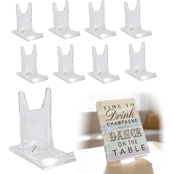 8 Pack Acrylic Book Stand, Adjustable Clear Display Easel for Magazine Comic Book CD Album Artwork Postcard Brochure, Home Office Desktop Organizer