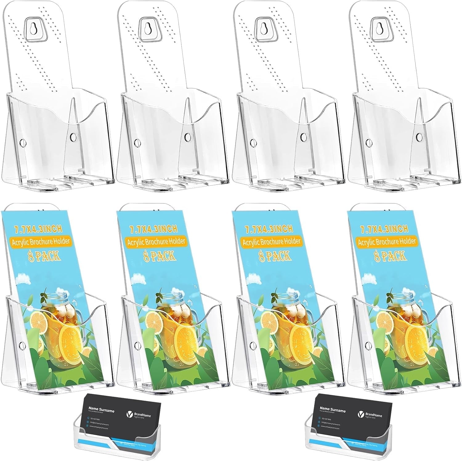 8 Pack Acrylic Brochure Holder, Wall Document Moun