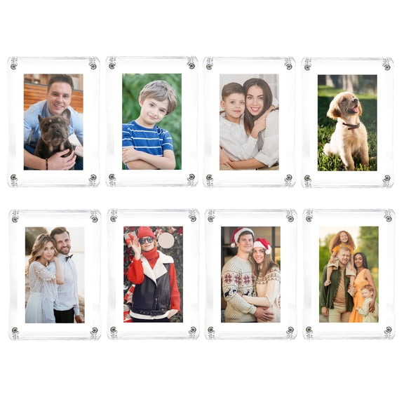 8 Pack Acrylic Photo Frame 2.7x3.9 Inch  Clear Magnetic Picture Frames for Refrigerator, Locker & Fridge | Double Sided Wallet Size Magnetic Photo Frame for Instax Polaroid Prints