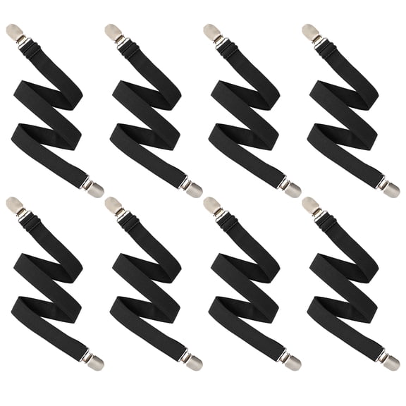 8 Pack Adjustable Elastic Bed Sheet Clips, 2180 Inch Extendable Sheet Straps Grippers, Heavy Duty Fasteners for Mattress, Sofa, Couch & Recline