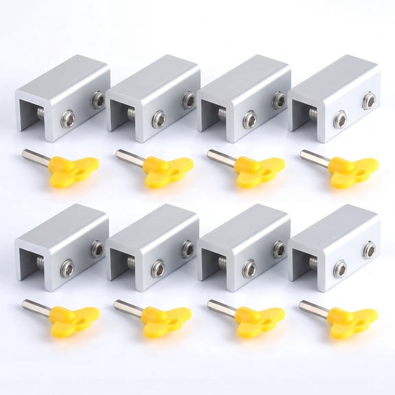8 Pack Adjustable Keyed Sliding Window Locks, Security Window Stopper for Home and Office, Silver