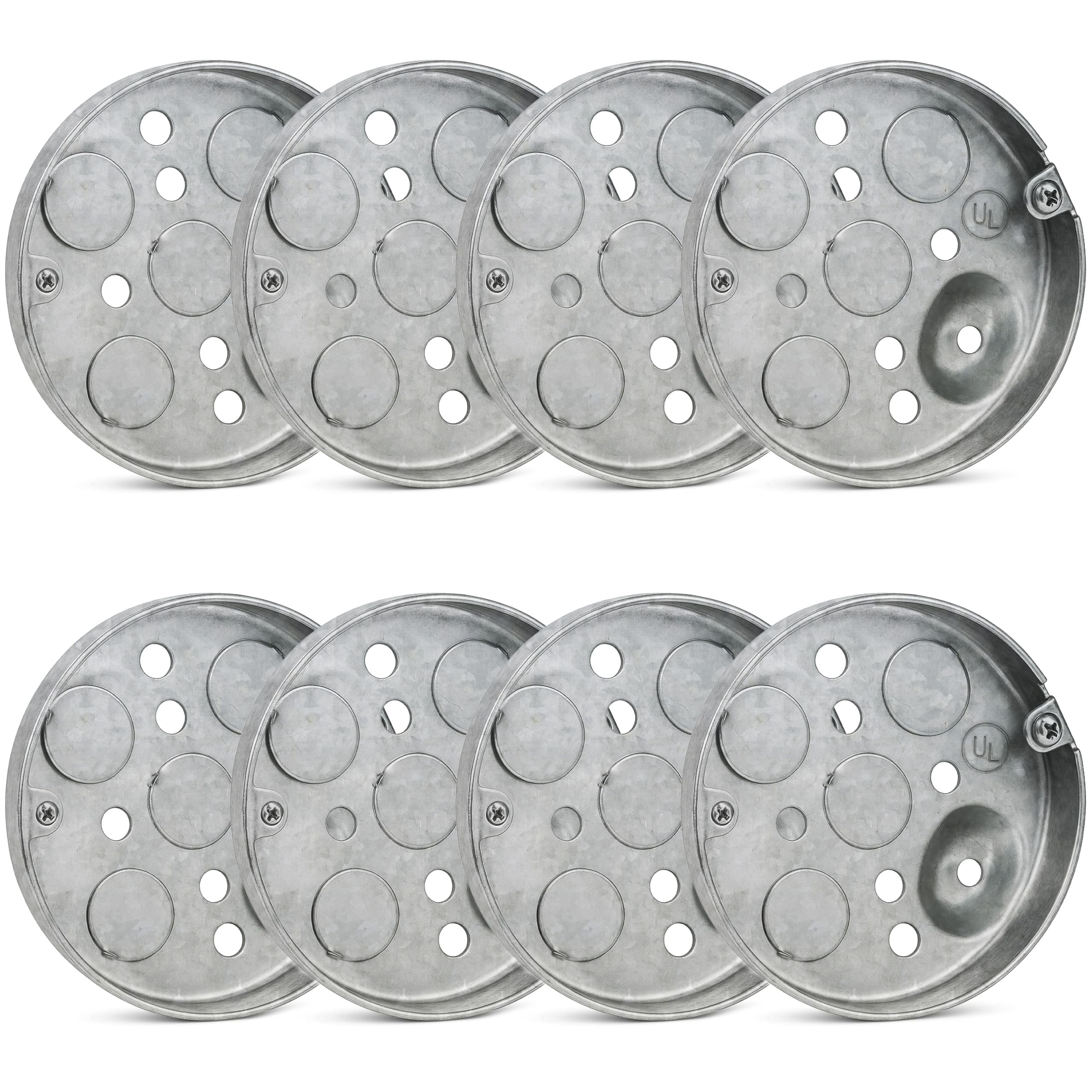 8 Pack Airmont Products UL Listed 4-Inch Round Shallow Electrical Box 1 ...