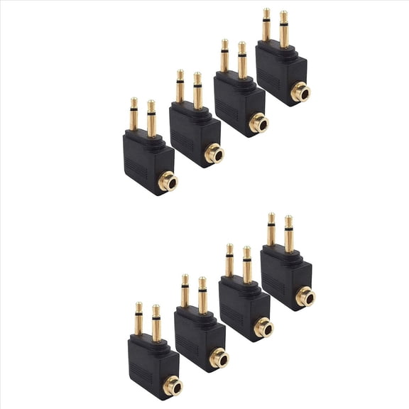 8 Pack Airplane Headphone Adapter ,Airline Flight Adapters for Headphones, Golden Plated 3.5mm Jack