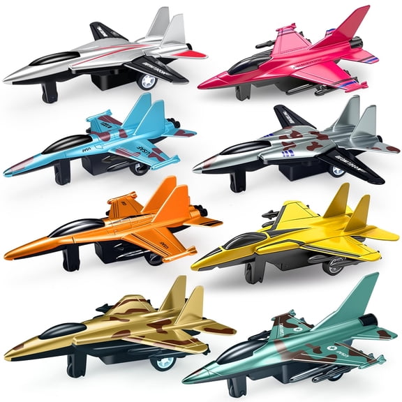 8 Pack Airplane Toys for 3 4 5 6-9 Years Old Boys, Diecast Metal Pull Back Airplanes Fighter Jet Aircraft Plane Model Military Toys for Kids Toddlers Birthday Gifts Party Favors